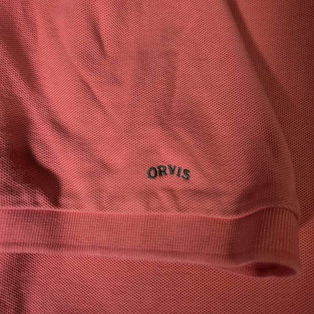 Orvis Golf Polo Shirt Short Sleeve Men's Large‎ Coral  Heavy Cotton - Picture 10 of 10